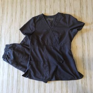 Grey’s Anatomy scrub set with mock wrap top